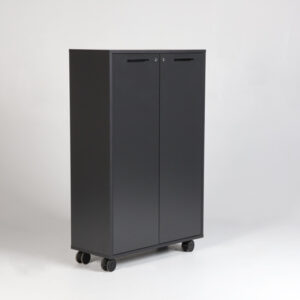 Kontorskab med hjul og nøgle - antracitgrå laminat