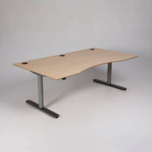 Linak hæve sænkebord med mavebue - birkelaminat/gråt stel