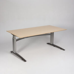 Hæve sænkebord - lys birkelaminat/gråt stel