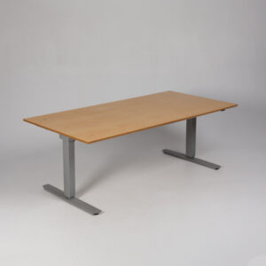 Hæve sænkebord - birk/gråt stel