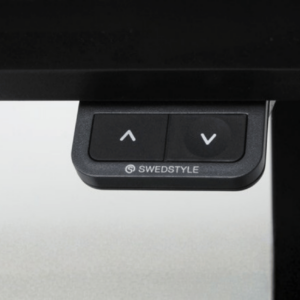 Swedstyle hæve sænkebord med mavebue - sort linoleum/sort stel