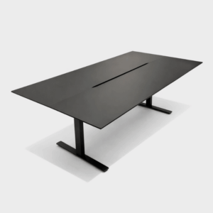 Konferencebord til 6 personer - sort linoleum/sort stel