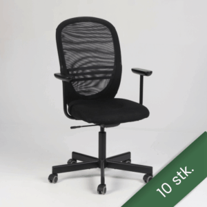 Sæt på 10 stk. IKEA kontorstole med armlæn - sorte