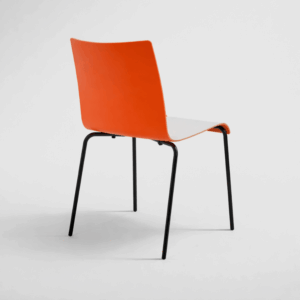 Andi Tech Agger kantinestol - orange/hvid laminat med krydsfinérskant