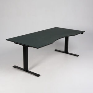 Dencon Delta hæve sænkebord med mavebue - flaskegrøn linoleum