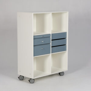 Montana CO16 reol med 6 skuffer og hjul - hvid/blåmetallic