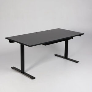 Dencon hæve sænkebord med skuffe - antracitgrå laminat/sort stel