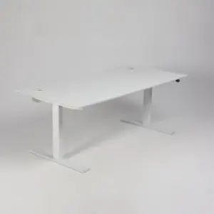 Linak hæve sænkebord - hvid laminat/hvidt stel