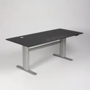 Montana Djob hæve sænkebord - sort linoleum/gråt stel