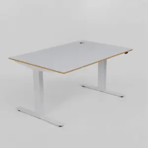 Montana hæve sænkebord - hvid laminat / hvidt stel